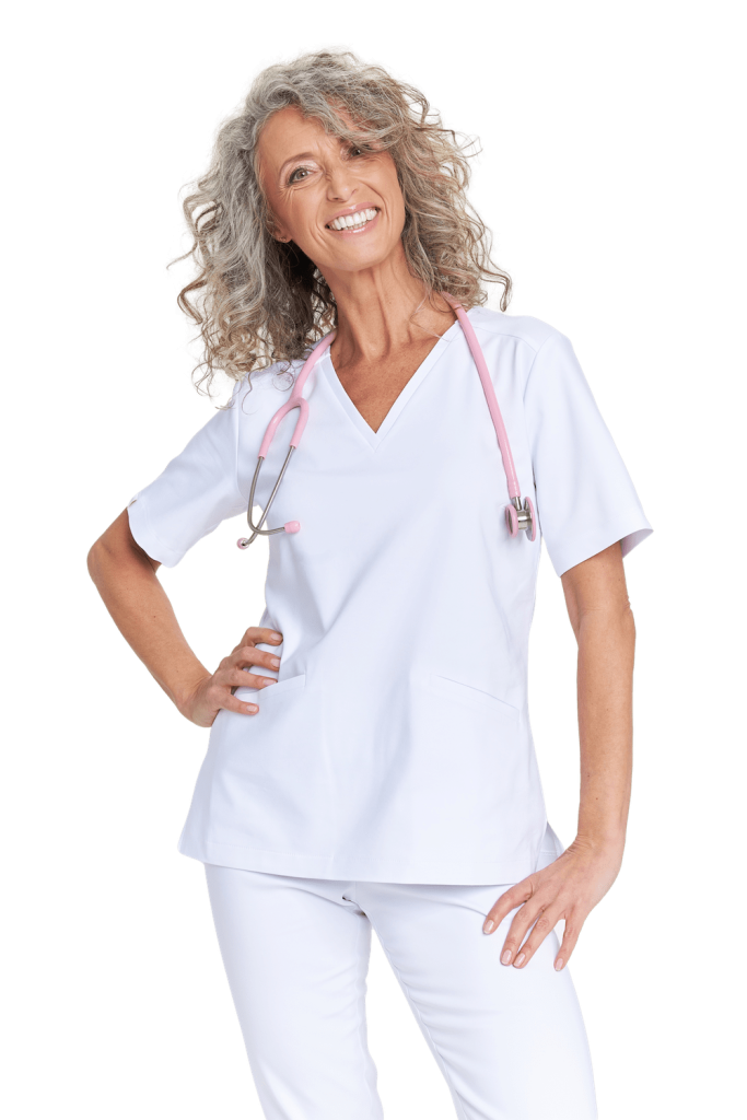 Women’s medical blouse scrubs premium WHITE