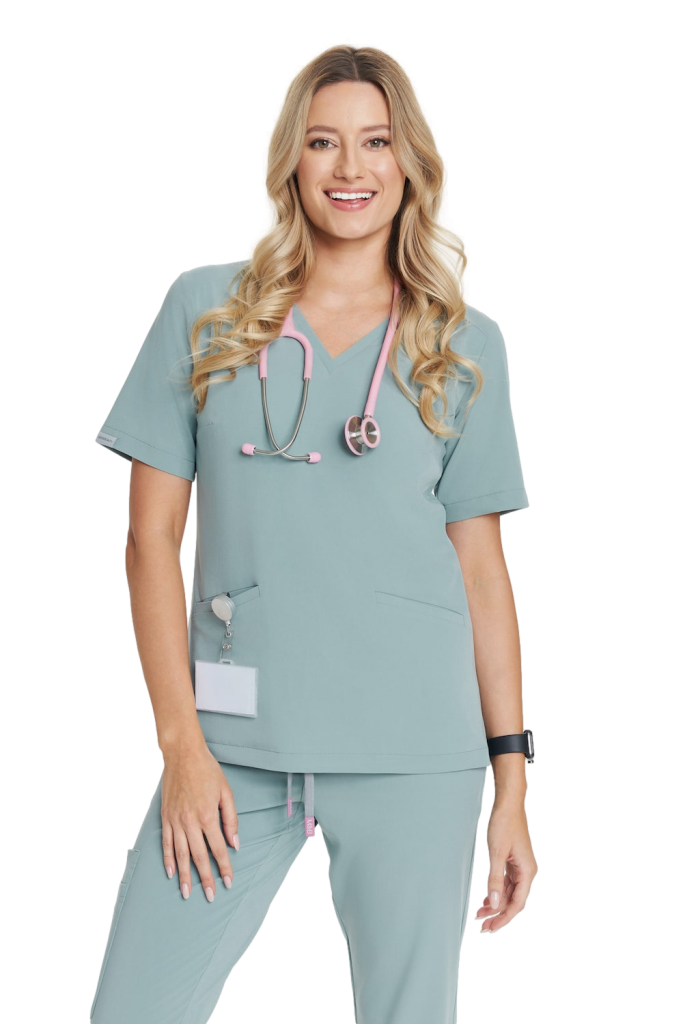 Women’s medical blouse scrubs Basic Frosty PISTACY