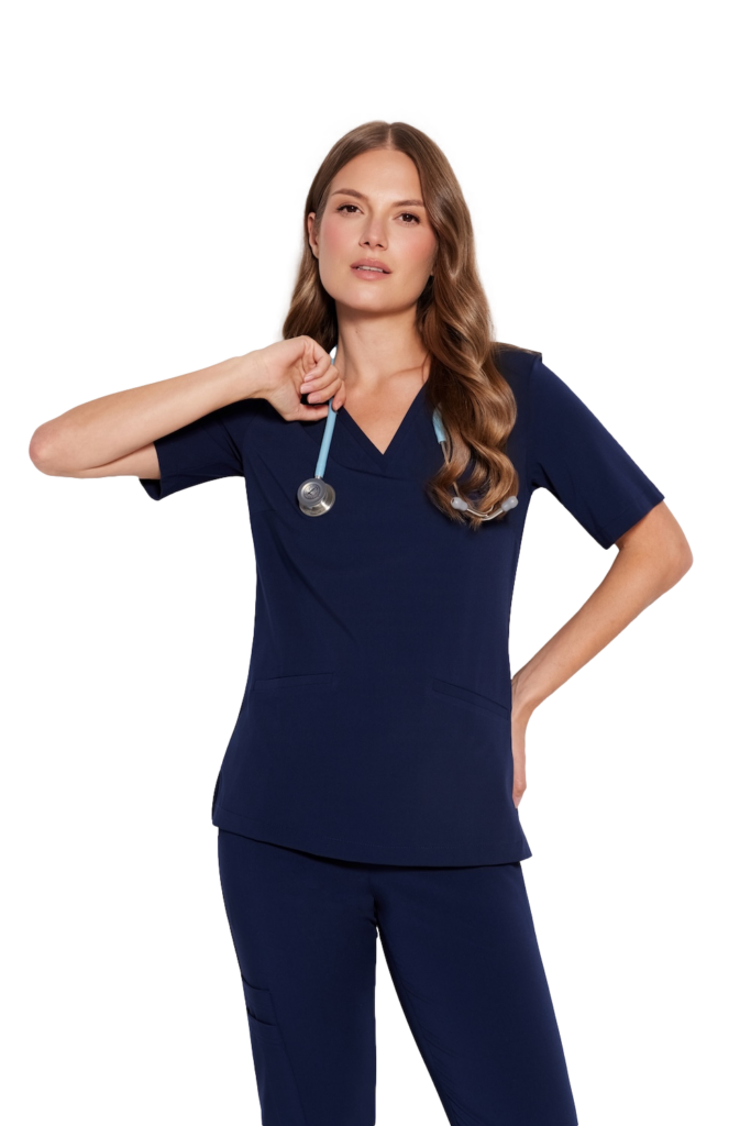 Dámska lekárska blúzka scrubs basic navy blue