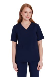Camicetta medica da donna scrubs basic blu navy