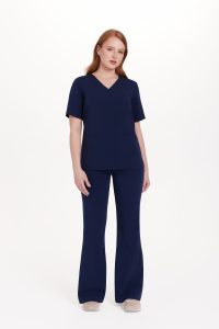Camicetta medica da donna scrubs basic blu navy