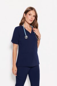 Dámska lekárska blúzka scrubs basic navy blue