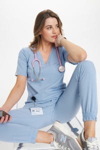 Women’s medical blouse scrubs Basic CRYSTAL BLUE