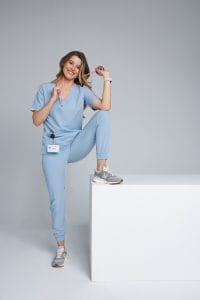 Women’s medical blouse scrubs Basic CRYSTAL BLUE