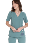 SCRUBS women's medical blouse in ICE GREEN color from BASIC collection. MED&BEAUTY premium medical clothing