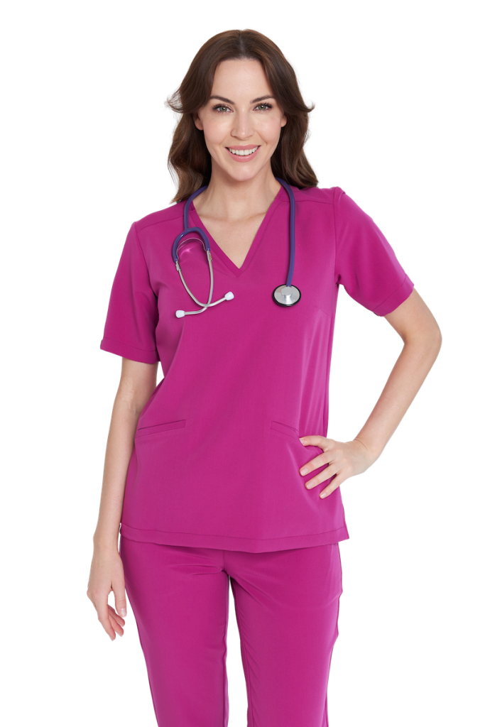 Women’s medical blouse scrubs Basic MAGENTA