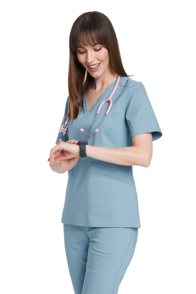 Women’s medical blouse scrubs premium BLUE