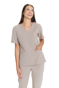 SCRUBS medical blouse in LATTE color from BASIC collection. MED&BEAUTY medical clothing