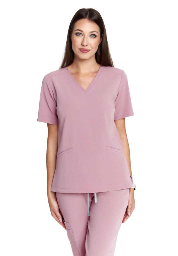 Women’s medical blouse scrubs basic ENGLISH pink