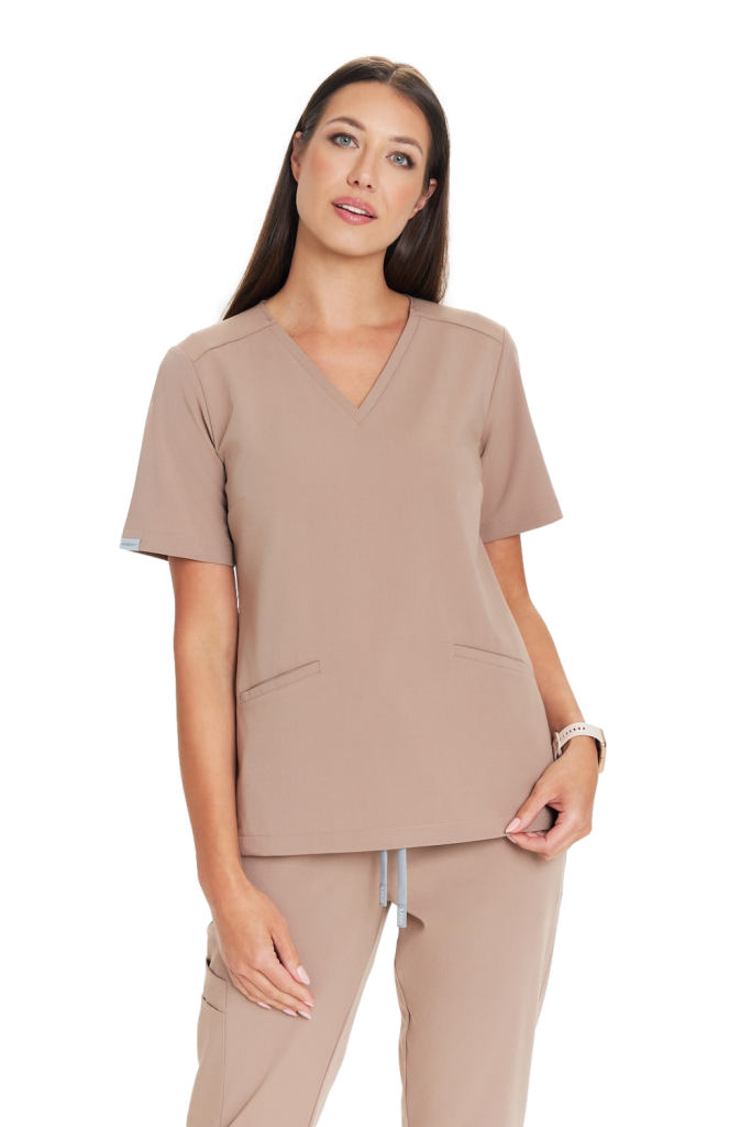 Women’s medical blouse scrubs Basic CAPPUCCINO