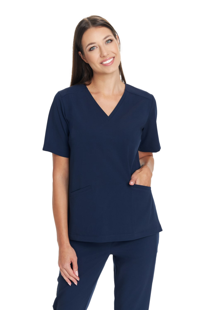 Camicetta medica da donna scrubs basic blu navy