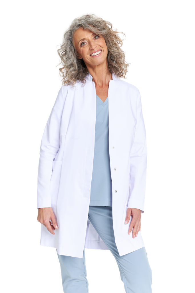 Camice medico classico da donna, colore bianco premium