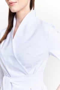 Women’s medical apron with premium collar WHITE