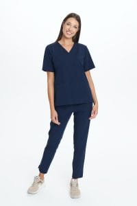 Pantaloni medici da donna DRITTI scrubs basic blu navy