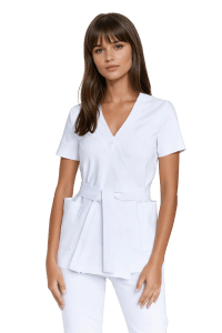 Tunica da donna a maniche corte in busta medica Premium WHITE