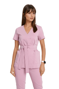 Women’s medical envelope tunic with short sleeves Premium LILAROSE