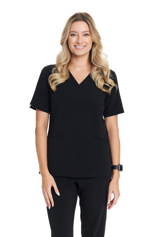 Bluzka medyczna damska scrubs Basic CZARNA - Med&Beauty odzież medyczna