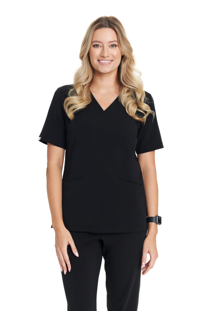 Women's medical blouse scrubs basic BLACK - Med&Beauty medical clothing