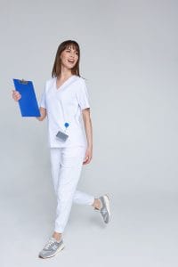 Dámske lekárske nohavice jogger premium WHITE