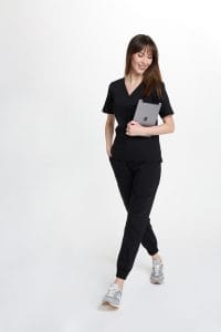 Spodnie medyczne damskie joggery scrubs Premium CZARNE