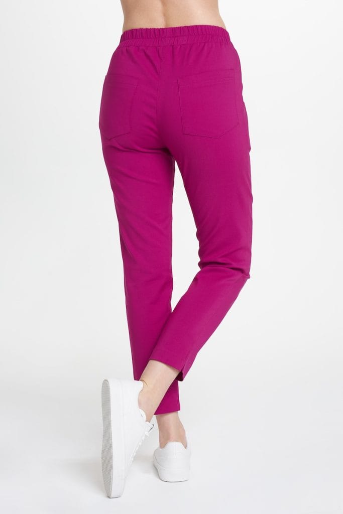 Damskie spodnie medyczne proste scrubs Premium w kolorze magenta