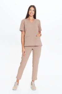 Bluzka medyczna damska scrubs Basic CAPPUCCINO