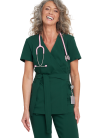 Medical PREMIUM wrap tunic BOTTLE GREEN