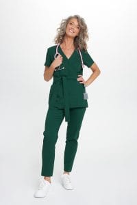 Tunica medicale a maniche corte da donna Premium BOTTLE GREEN