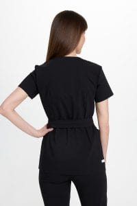 Women’s medical envelope tunic with short sleeves premium BLACK
