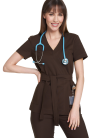 Medical PREMIUM wrap tunic CHOCOLATE