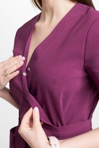 Women’s medical envelope tunic with short sleeves Premium PLUM