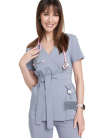 Medical PREMIUM wrap tunic GREY