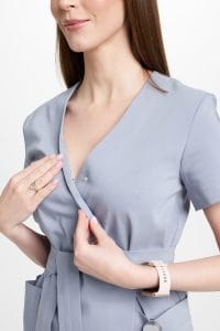 Women’s medical envelope tunic with short sleeves Premium GRAY