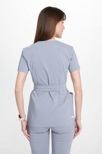 Women’s medical envelope tunic with short sleeves Premium GRAY