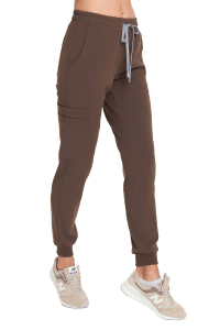 Zdravotnické kalhoty dámské joggers scrubs Basic CHOCOLATE