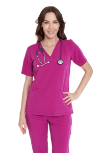 Bluzka medyczna damska SCRUBS z kolekcji BASIC w kolekcji MAGENTA