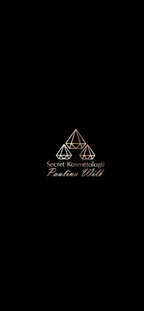 Logo Secret Kosmetologii Paulina Wilk w eleganckim stylu z geometrycznymi kształtami