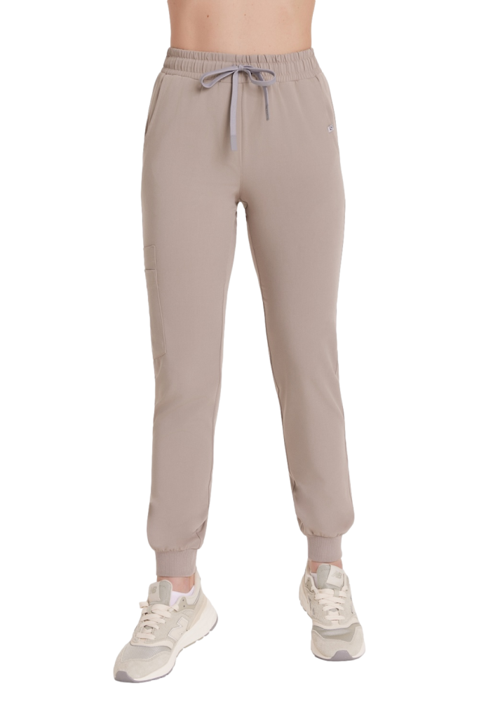 Spodnie medyczne damskie joggery scrubs Basic LATTE