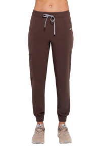 Spodnie medyczne damskie joggery scrubs Basic CHOCOLATE