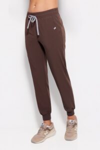 Spodnie medyczne damskie joggery scrubs Basic CHOCOLATE
