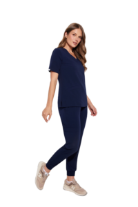 Pantaloni medici da donna joggers scrubs basic blu navy