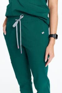 Spodnie medyczne damskie joggery scrubs Basic BUTELKOWA ZIELEŃ