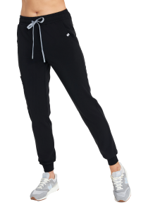 Spodnie medyczne damskie joggery SCRUBS w kolorze czarnym. Kolekcja BASIC odzież medyczna MED&BEAUTY
