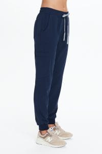 Pantaloni medici da donna joggers scrubs basic blu navy