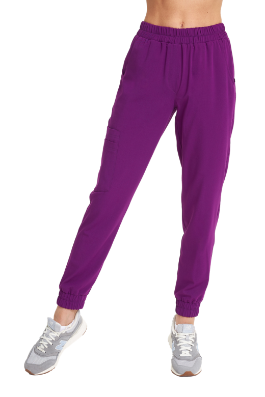 Spodnie medyczne damskie joggery SCRUBS w kolorze magic violet. Kolekcja BASIC odzież medyczna MED&BEAUTY