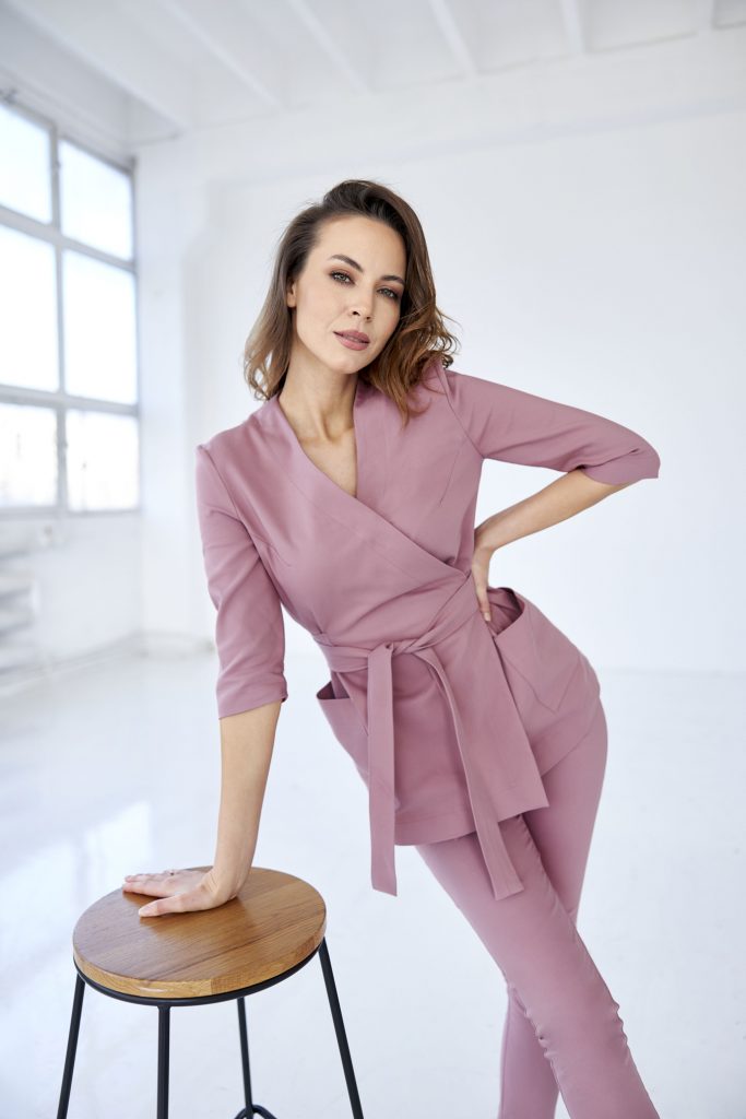 Medical envelope tunic in dirty pink color from premium collection. Med&beauty medical clothing