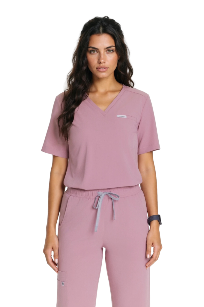Bluzka medyczna damska scrubs Basic One Pocket RÓŻ ANGIELSKI