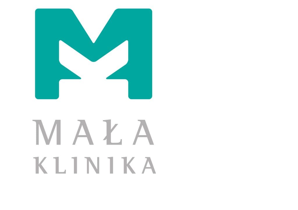 Logo Mała Klinika z literą M w kolorze turkusowym