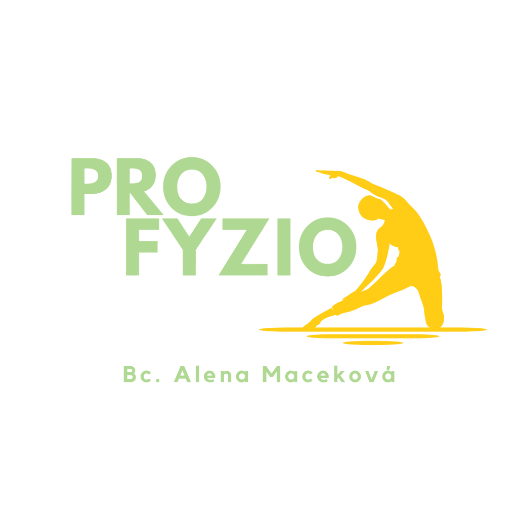 Logo firmy Pro Fyzio z sylwetką osoby wykonującej ćwiczenie rozciągające