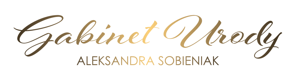 Eleganckie logo gabinetu urody Aleksandra Sobieniak w złotej kolorystyce